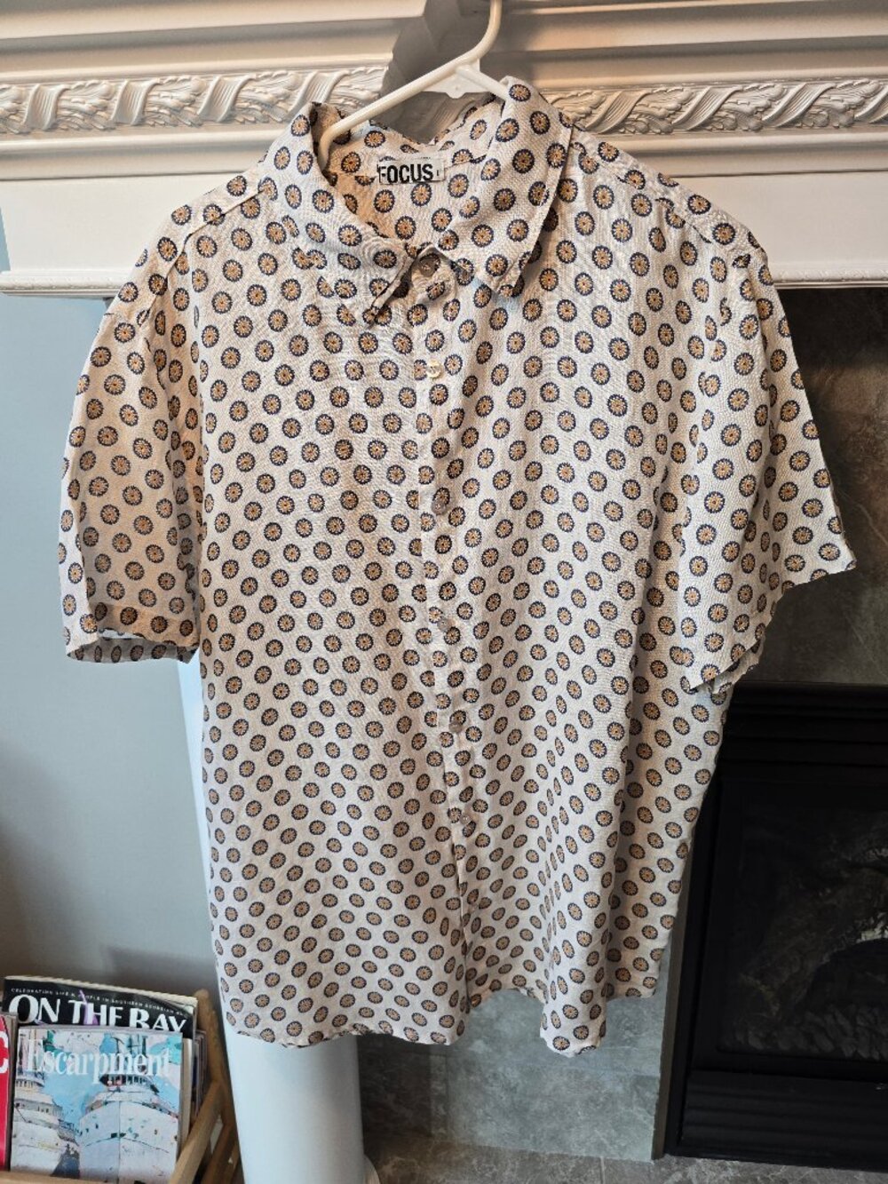 Focus linen short sleeve button-up made in Italy men's large